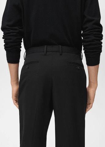 MANGO MAN Regular Pleat-Front Pants 'Casper Ruud x Mango Milton' in Black
