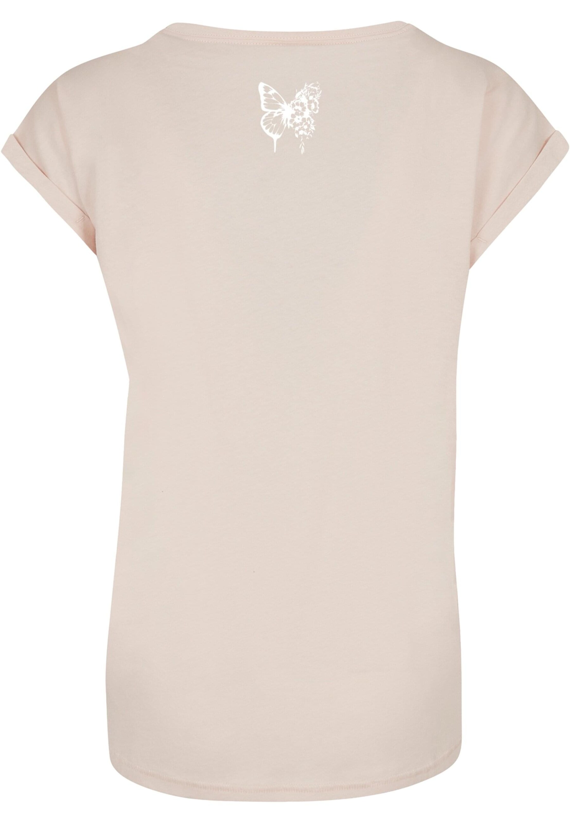 T-shirt 'Flowers Bloom' Merchcode en beige