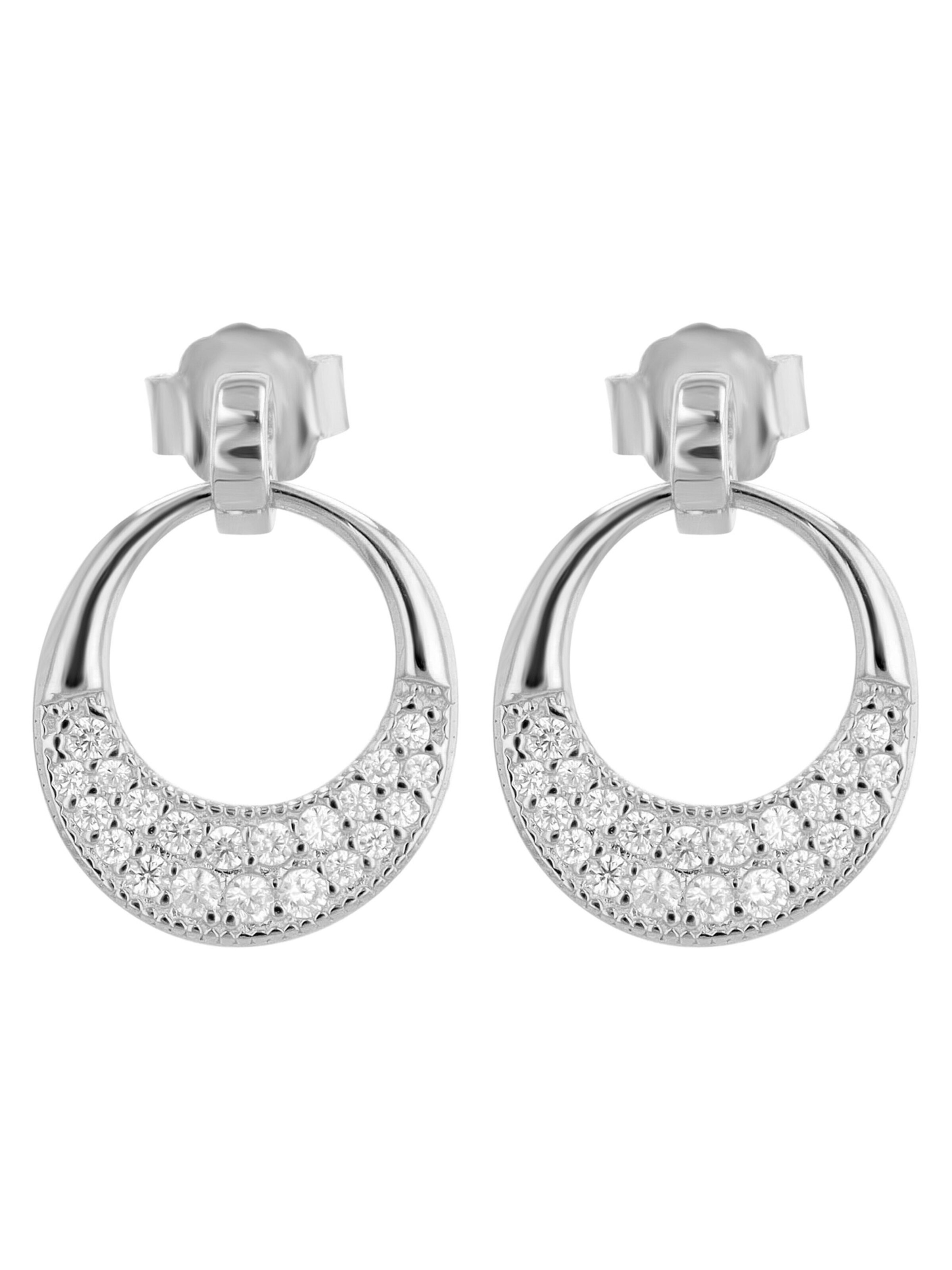 Akzent Earrings '"Roxana" aus 925 Sterlingsilber, rhodiniert/vergoldet, langlebig' in Silver: front