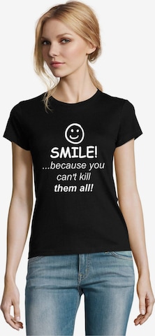 Blondie & Brownie Shirt 'SmileKill' in Black: front
