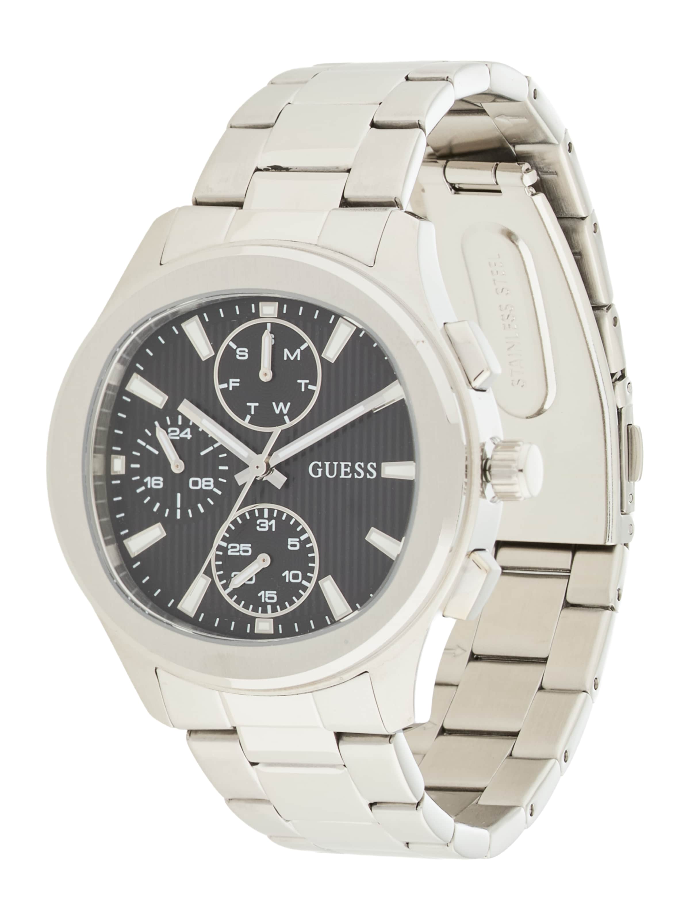 GUESS Аналоговые часы 'Palmer' в Серебристый: спереди