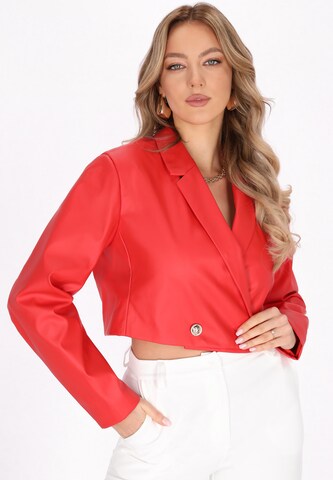Blazer di faina in rosso: frontale