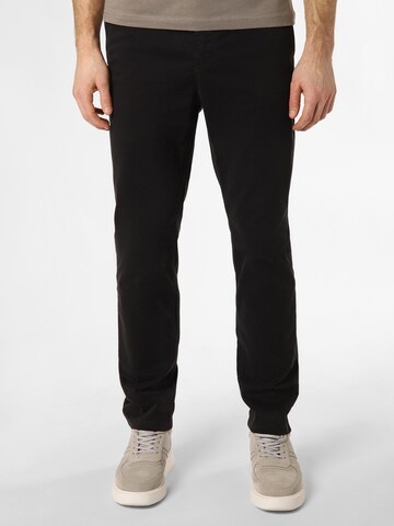 BOSS Orange Tapered Chino Pants in Black: front