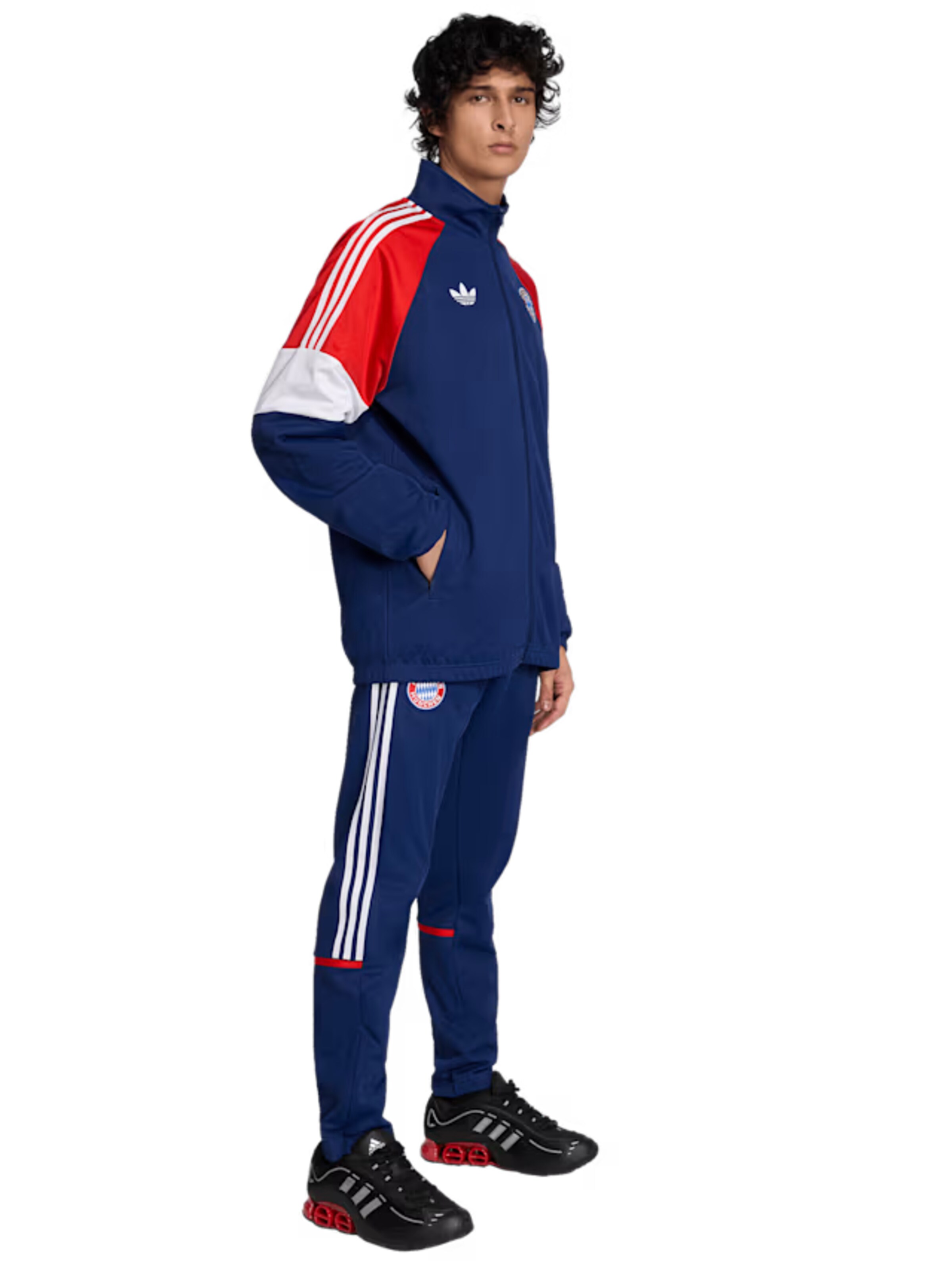 ADIDAS ORIGINALS Athletic Zip-Up Hoodie in Blue