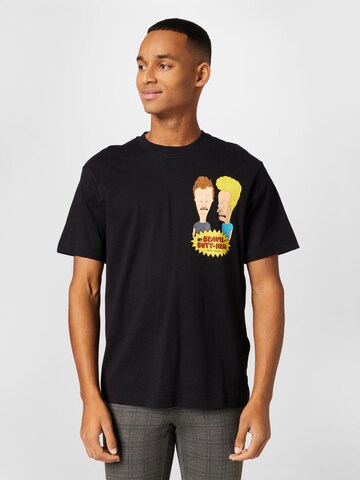 Only & Sons Shirt 'BEAVIS AND BUTTHEAD' in Black: front