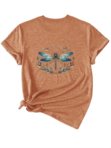 GORHEY Shirt 'Women's Summer Casual Color T-Shirt with Dragonfly Print' in Braun