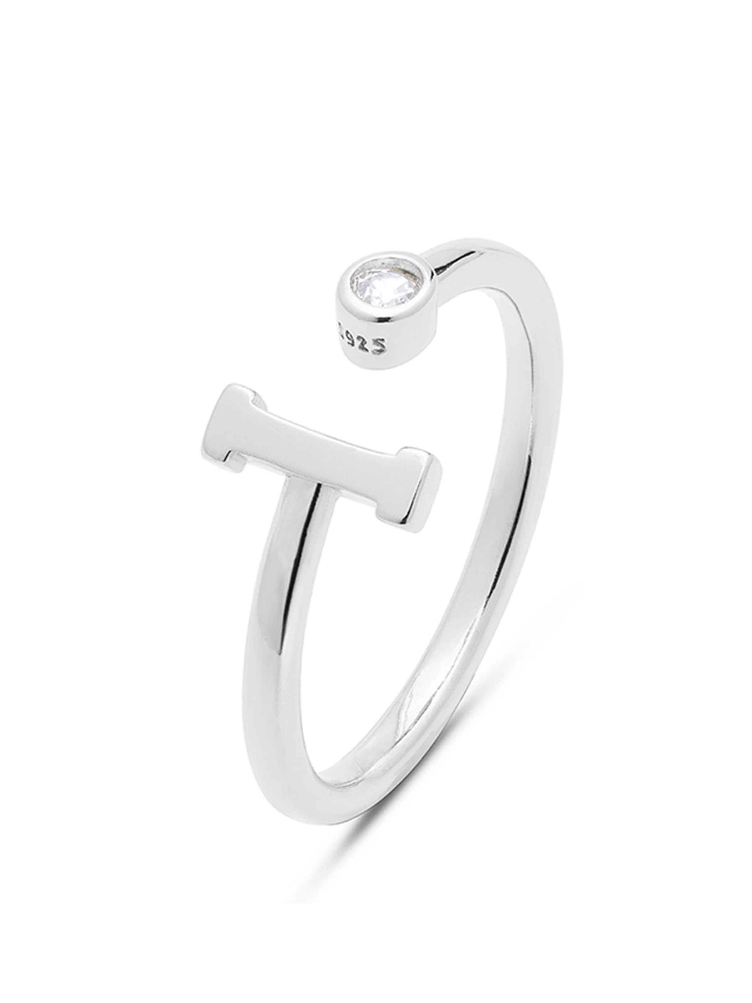 Luxenter Ring 'Alphabet I' in 50-60 in de kleur Zilvergrijs, Productweergave
