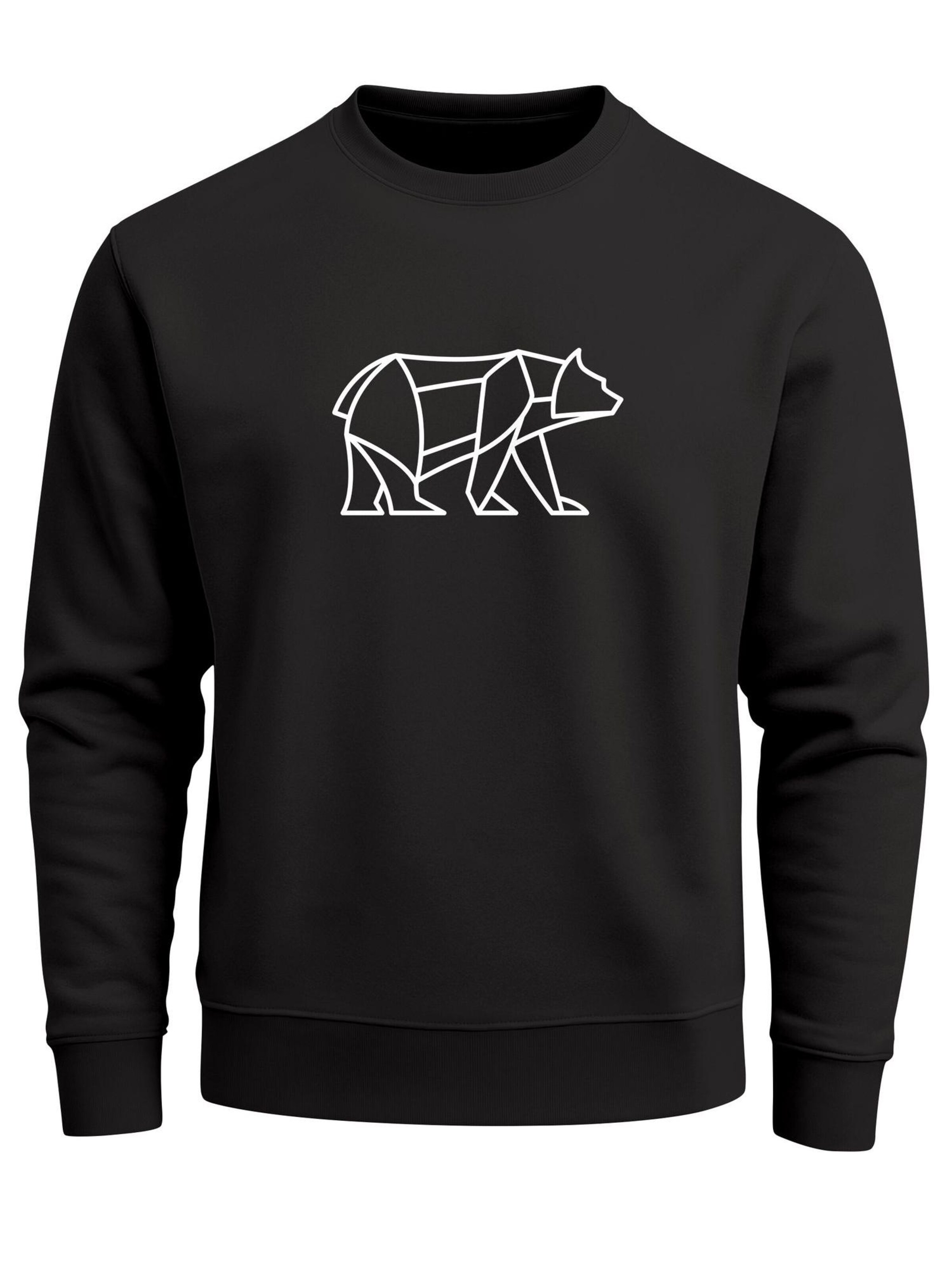 Neverless Sweatshirt 'Bär Lineart Polygon' in Black: front