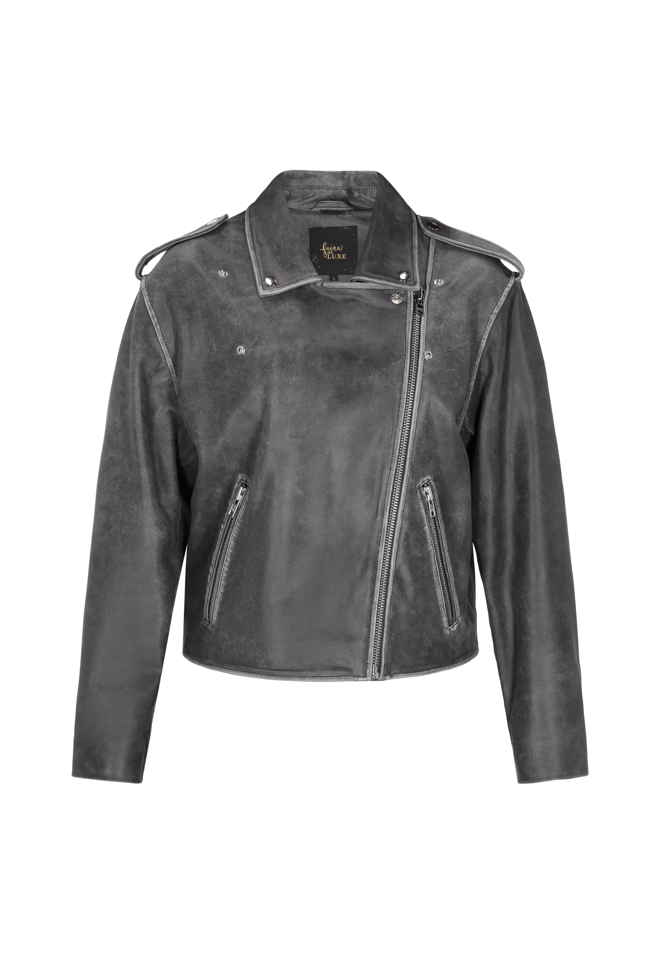 Giacca di mezza stagione faina di colore grigio scuro, Visualizzazione prodotti