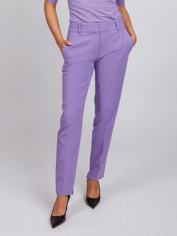 HUGO Slim fit Pleat-Front Pants 'Hetana' in Purple: front