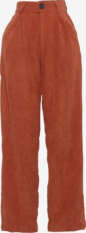 FRESHLIONS Pleat-Front Pants ' Alma ' in Brown: front