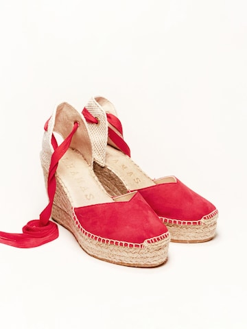 Alhamas Sandaal 'Alpargata Cuña 10 cm' in Rood