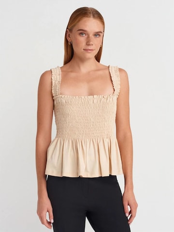 Dilvin Blouse in Beige: front