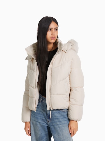 Bershka Winter jacket in Beige: front