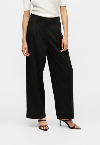 Vero Moda Petite Wide leg Bandplooibroek 'VMNILA' in Zwart: voorkant