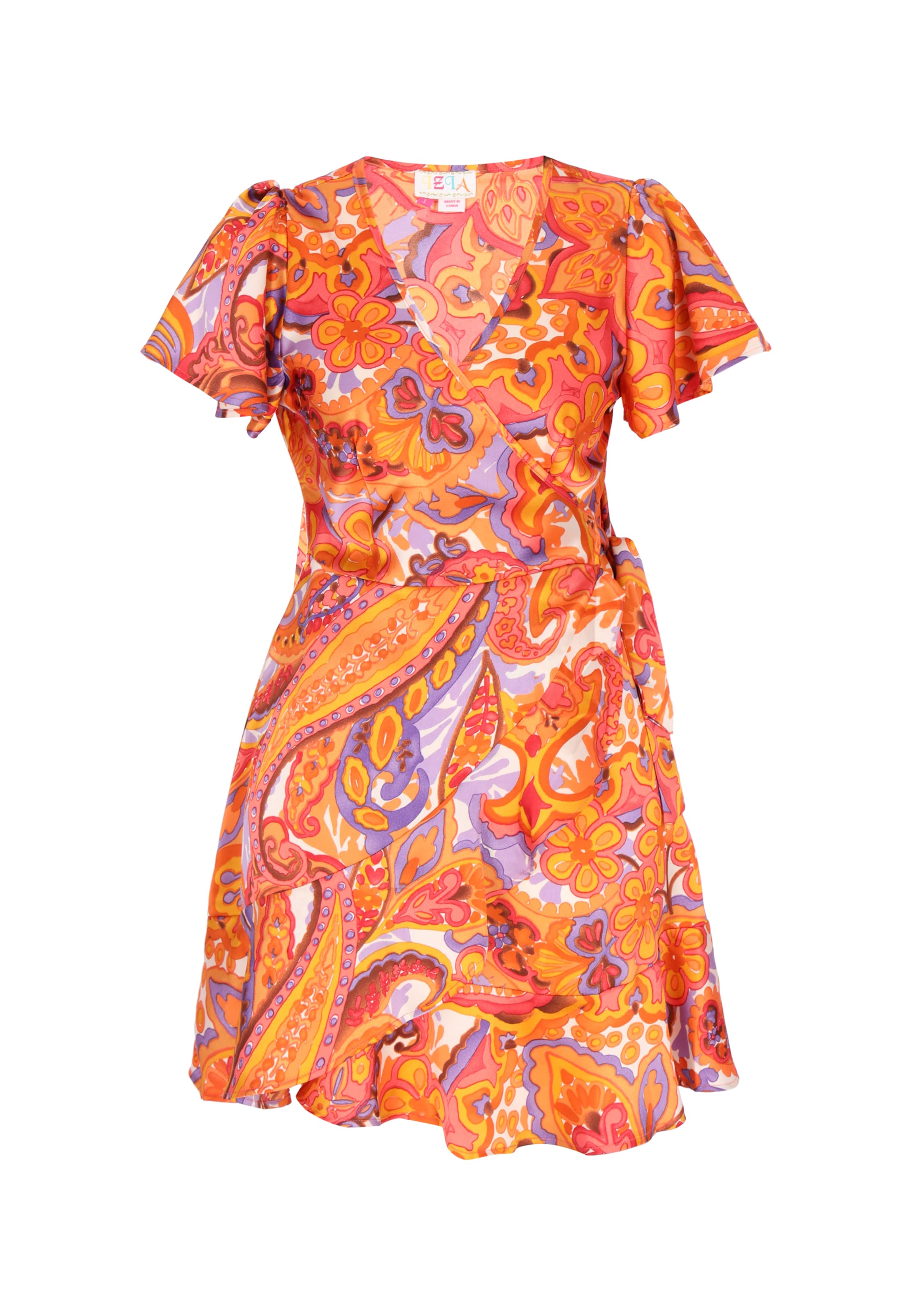 IZIA Robe 'Festival' en violet clair / orange / rouge clair / blanc, Vue avec produit