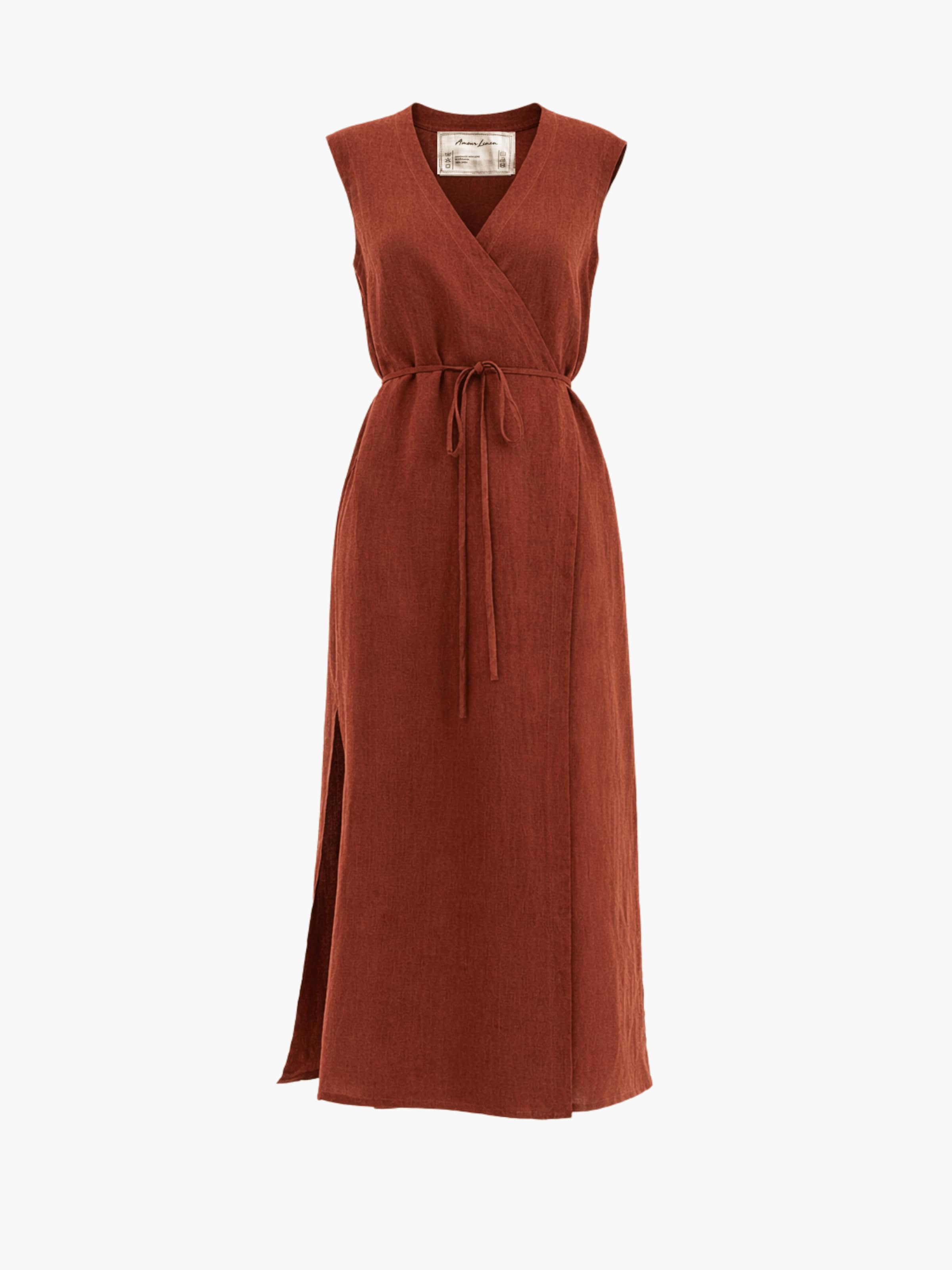 AmourLinen Kleid 'Aurora'‌‌‌‌‌‌‌‌‌‌ in Braun: Vorderseite