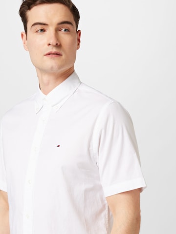 TOMMY HILFIGER Regular fit Button Up Shirt 'Flex Poplin' in White