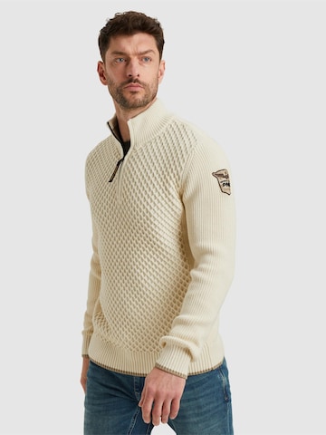 PME Legend Tröja 'Pullover with half-zipper' i beige