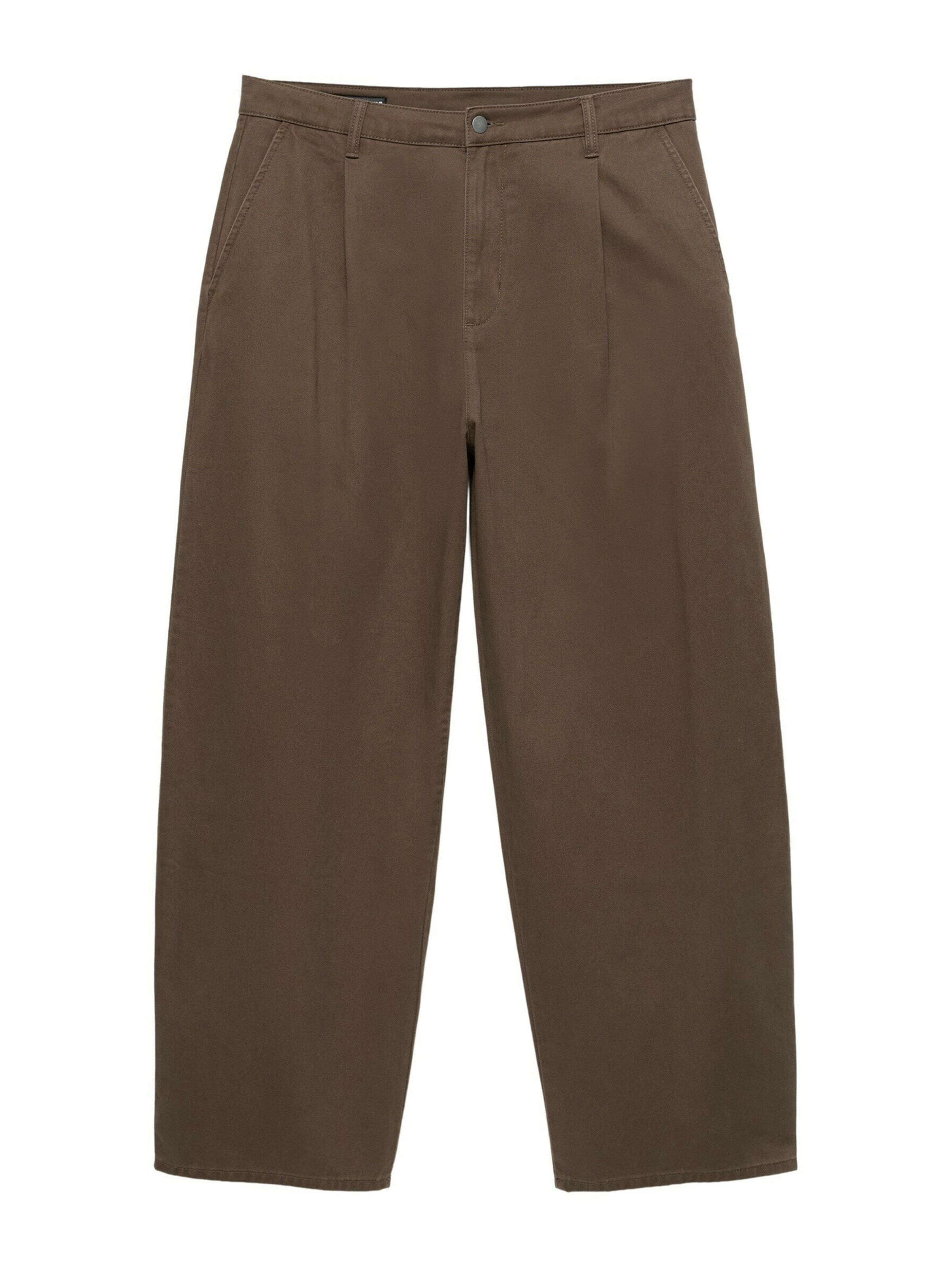 Pull&Bear Pleat-Front Pants in Brown: front