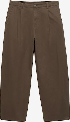 Pull&Bear Pleat-Front Pants in Brown: front