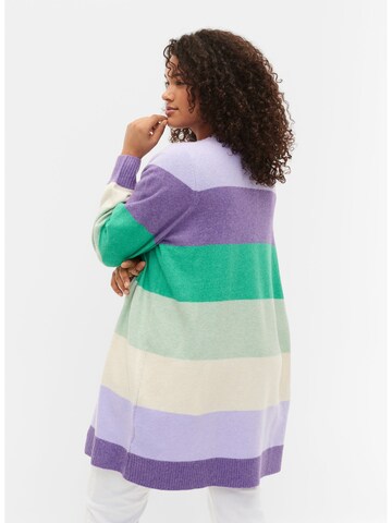 Zizzi Knit Cardigan 'MSUNNY STRIPE' in Mixed colors
