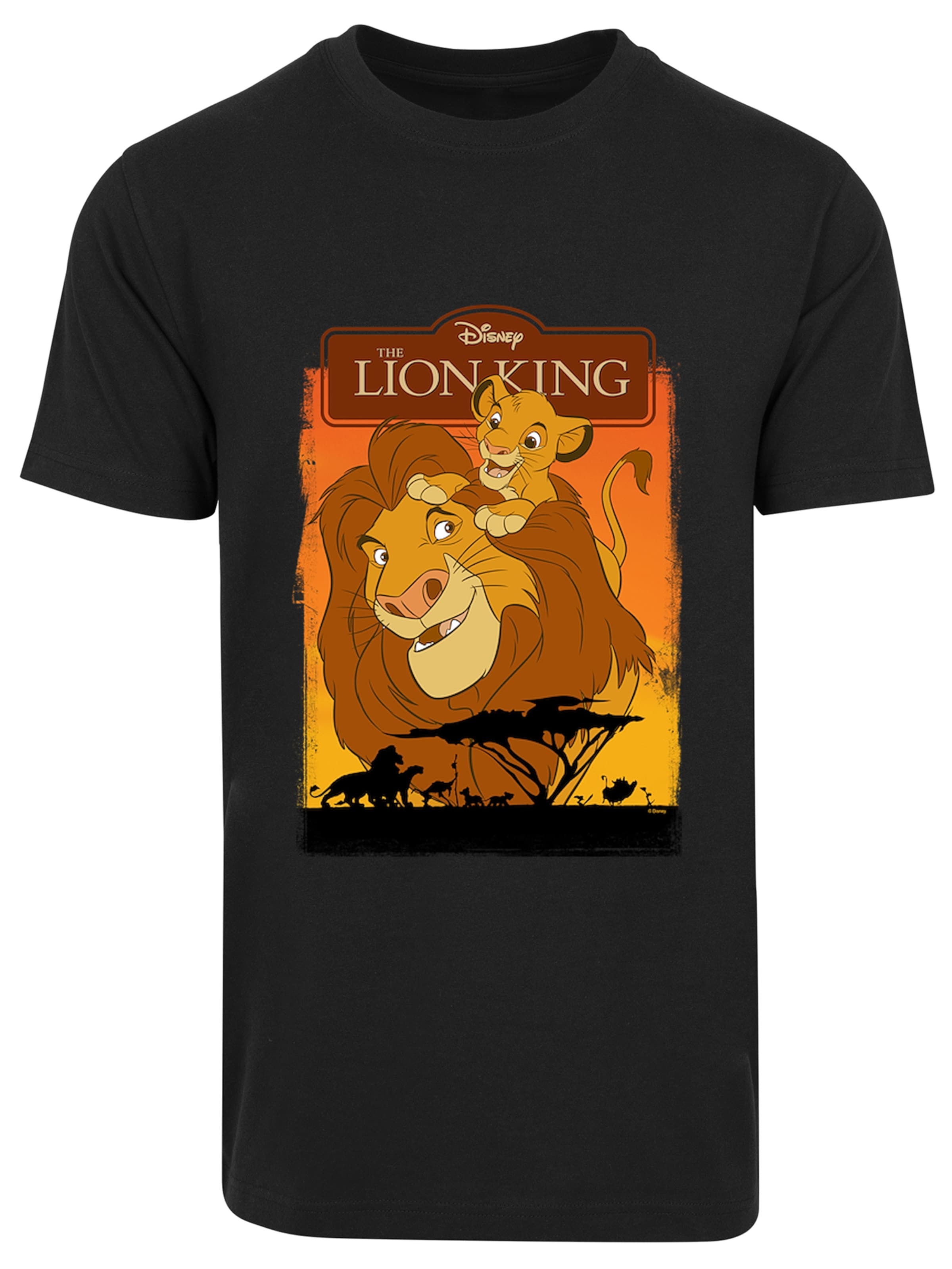 F4NT4STIC Shirt 'König Der Löwen Simba Und Mufasa' in Black: front