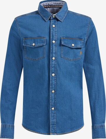 WE Fashion Slim fit Overhemd in Blauw: voorkant