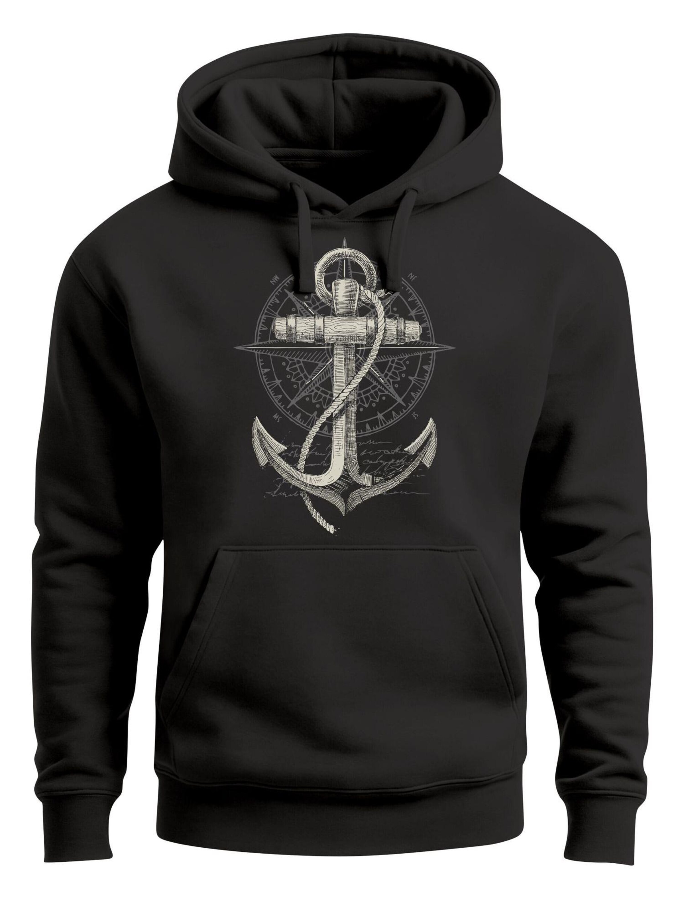 Neverless Sweatshirt 'Anker Kompass' in Black: front