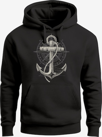 Neverless Sweatshirt 'Anker Kompass' in Schwarz: Vorderseite