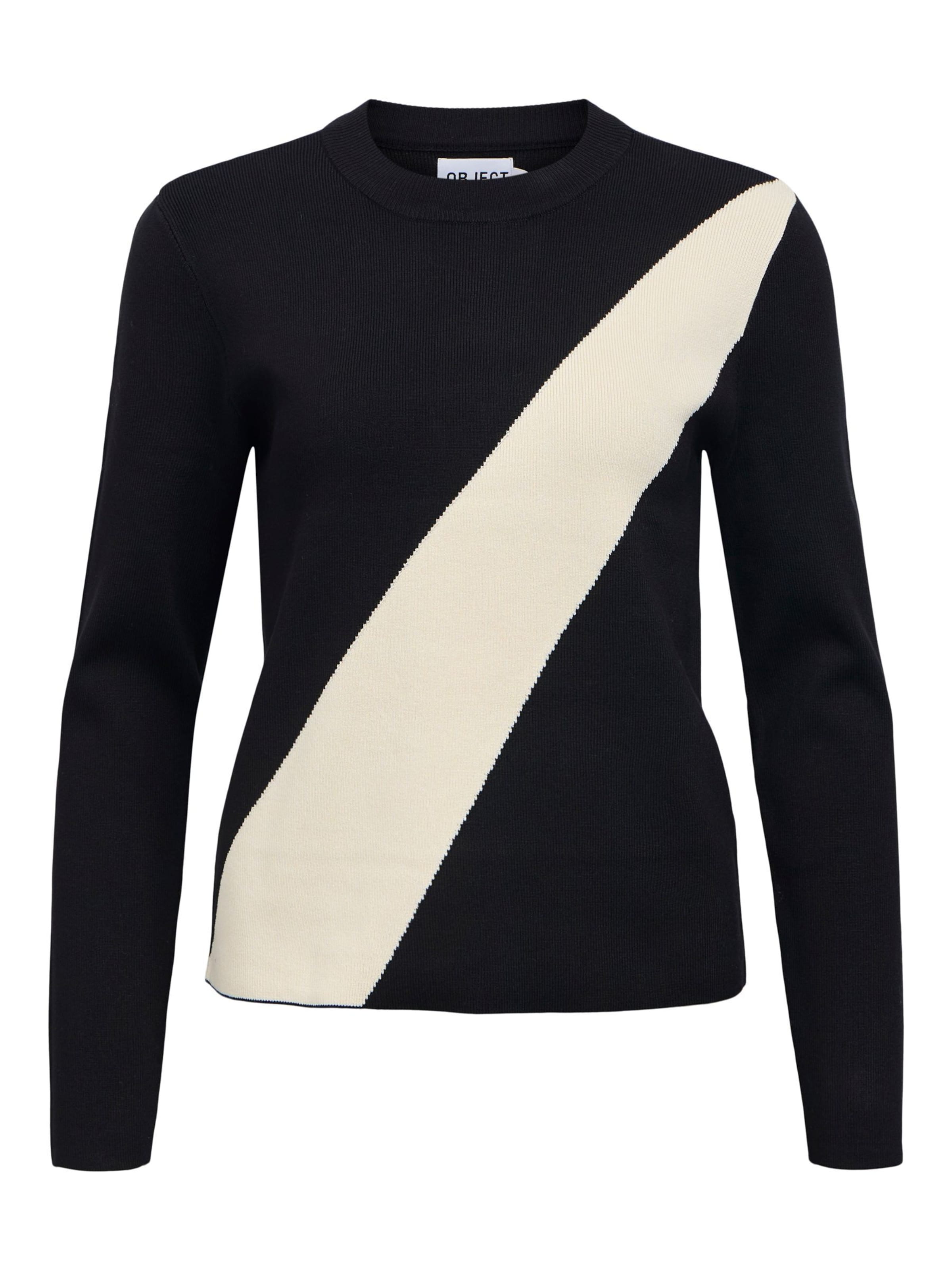 Pullover 'OBJEstra' in M OBJECT di colore nero / bianco lana, Visualizzazione prodotti