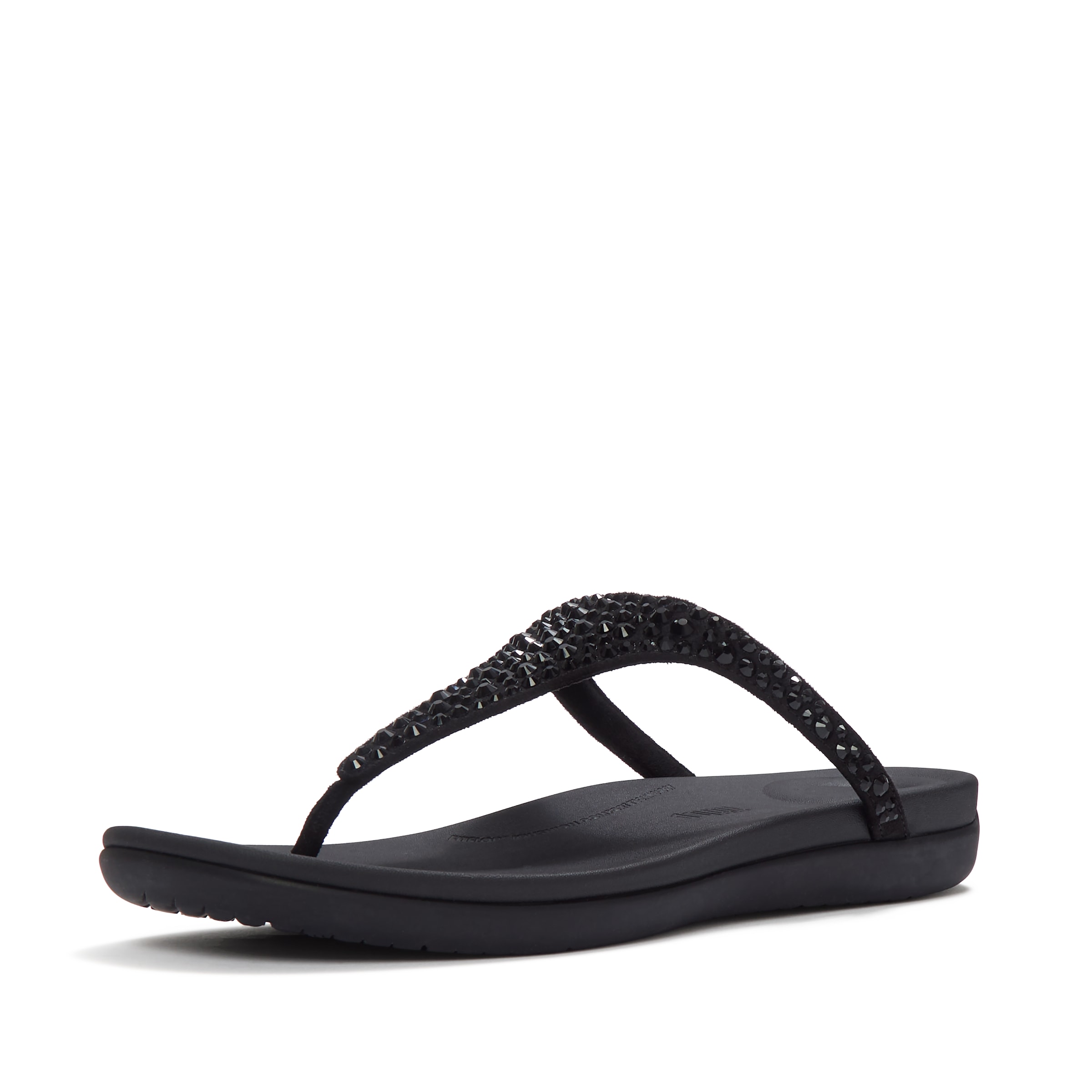FitFlop T-Bar Sandals in Black: front
