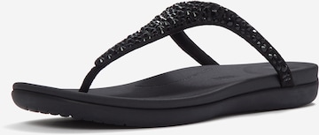 FitFlop T-Bar Sandals in Black: front