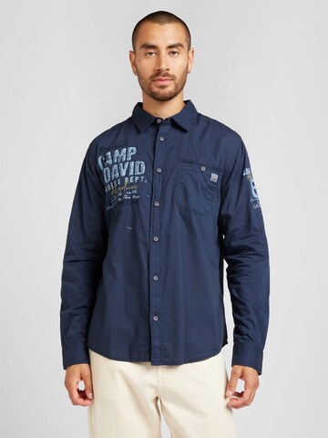 CAMP DAVID Regular fit Button Up Shirt in Blue: front