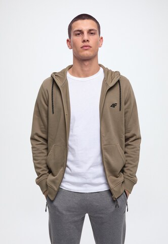 4F - Sudadera con cremallera deportiva en marrón