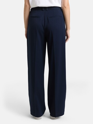 TOM TAILOR Wide leg Pleated Pants in Blue