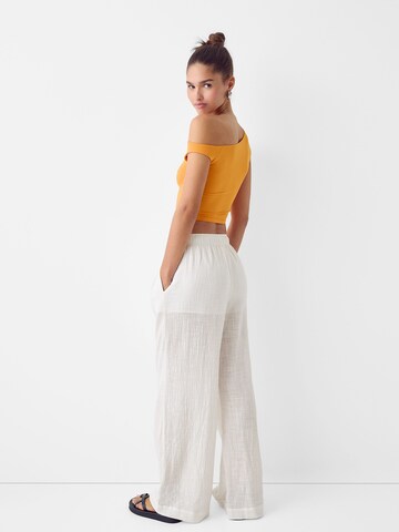 Wide Leg Pantalon Bershka en blanc