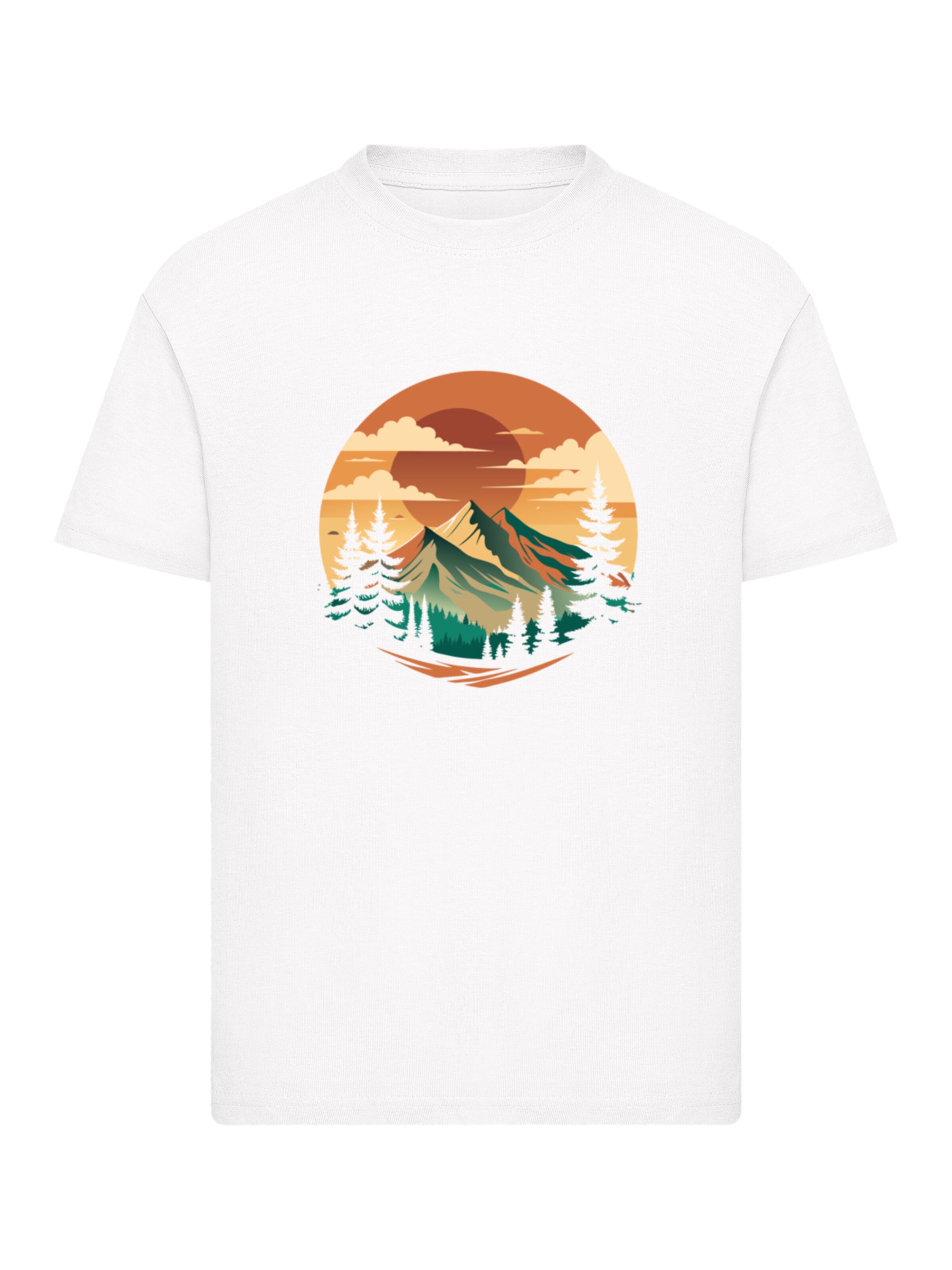 F4NT4STIC Shirt 'Sonnenuntergang Berglandschaft' in Wit: voorkant