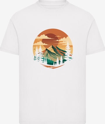 F4NT4STIC T-Shirt 'Sonnenuntergang Berglandschaft' in Weiß: Vorderseite