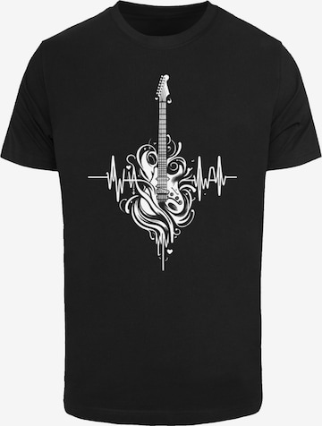 F4NT4STIC T-Shirt 'Gitarre Heartbeat' in Schwarz: Vorderseite