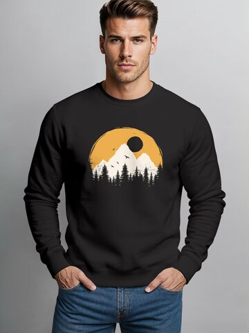 Neverless Sweatshirt 'Berge Sonne' in Black