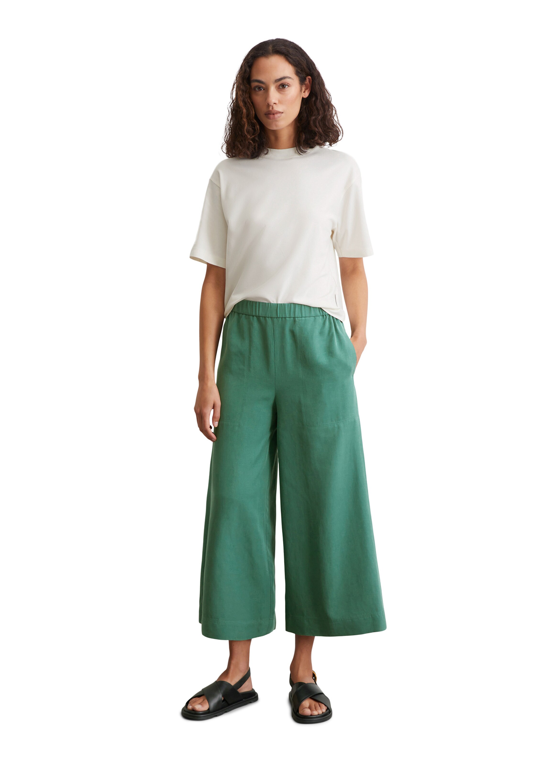 Marc O'Polo Wide Leg Hose in Grün
