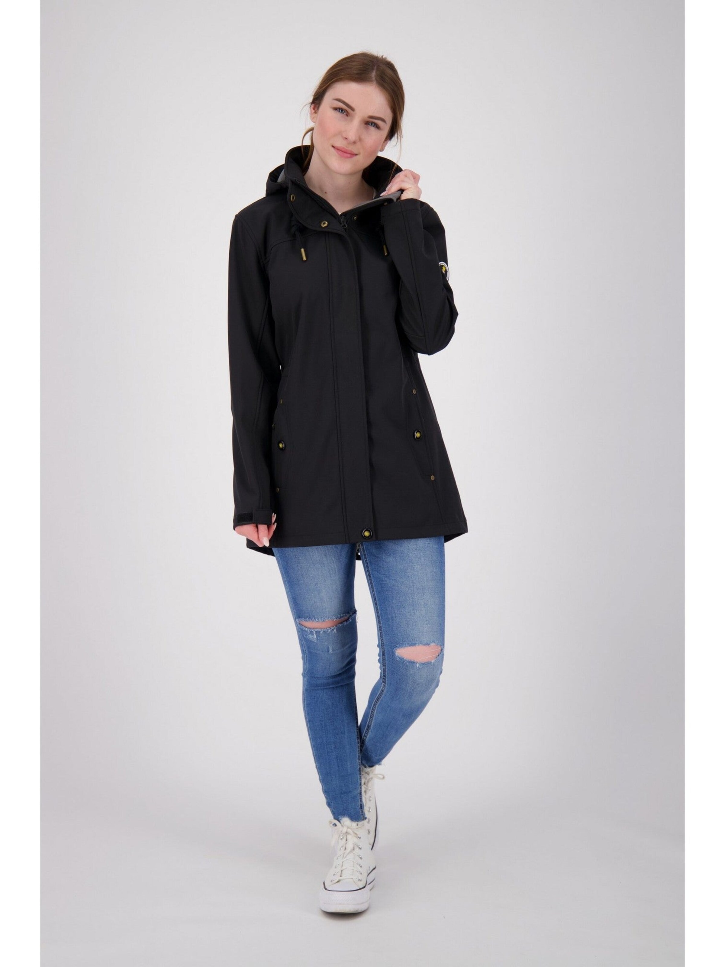 ankerglut Tussenjas 'Softshellmantel Ankerglutbrise Damen Softshelljacke Kapuze' in Zwart