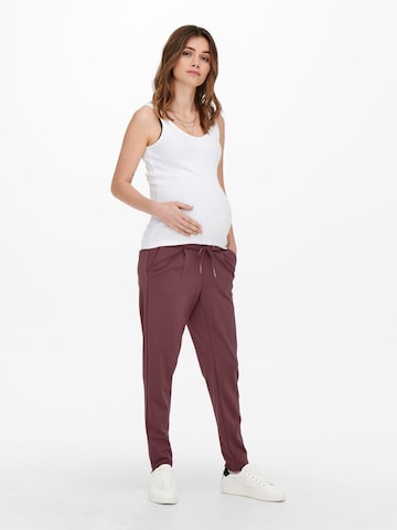 Only Maternity Slimfit Bandplooibroek in Lila