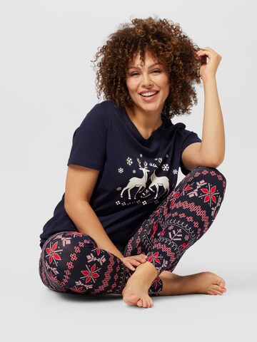 ONLY Carmakoma Pyjama 'CHRISTMAS' in Blauw