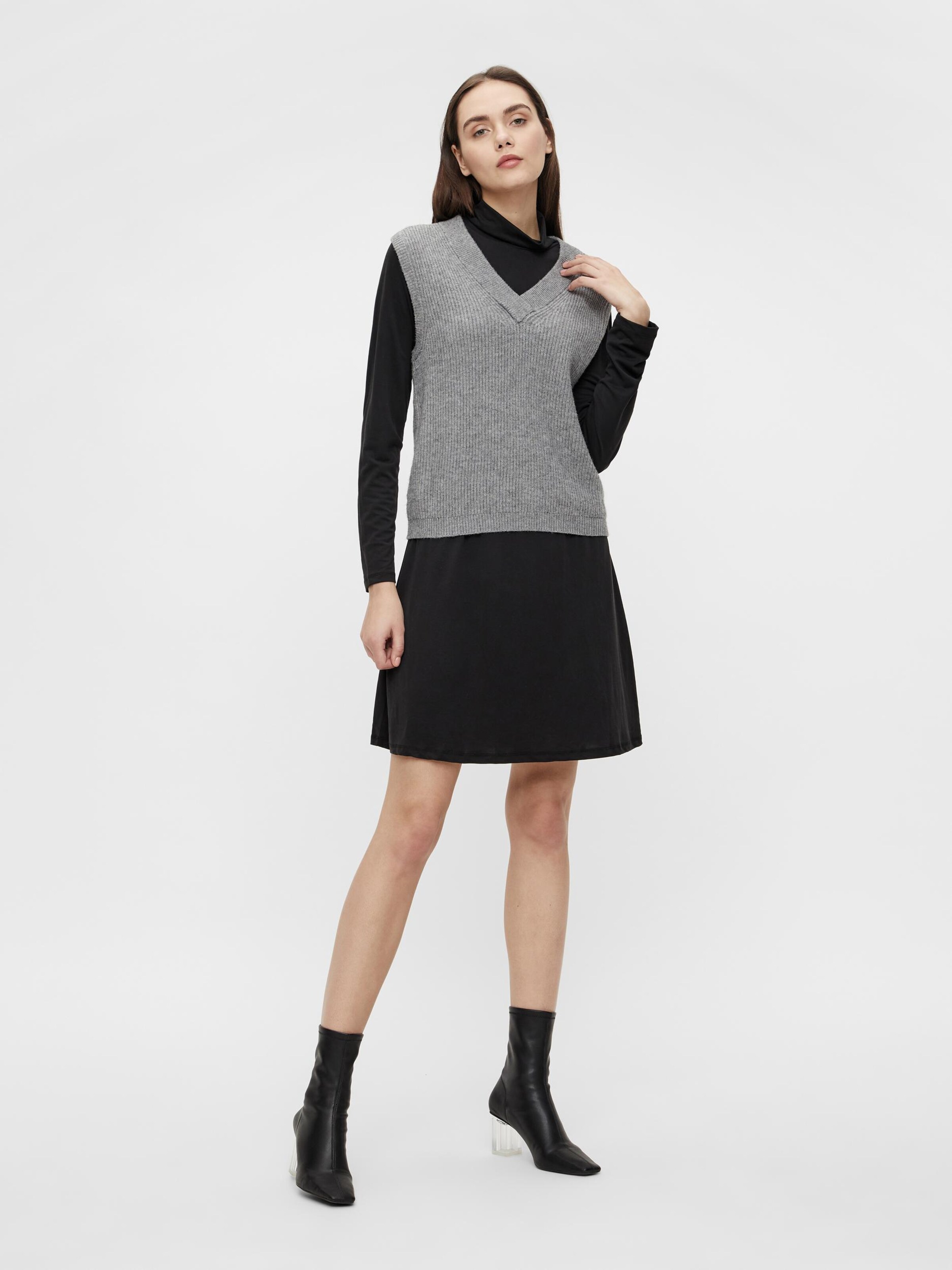 Frauen Pullover & Strick OBJECT Pullover 'Malena' in Graumeliert - QR30309 Frauen Pullover & Strick OBJECT Pullover 'Malena' in Graumeliert - QR30309