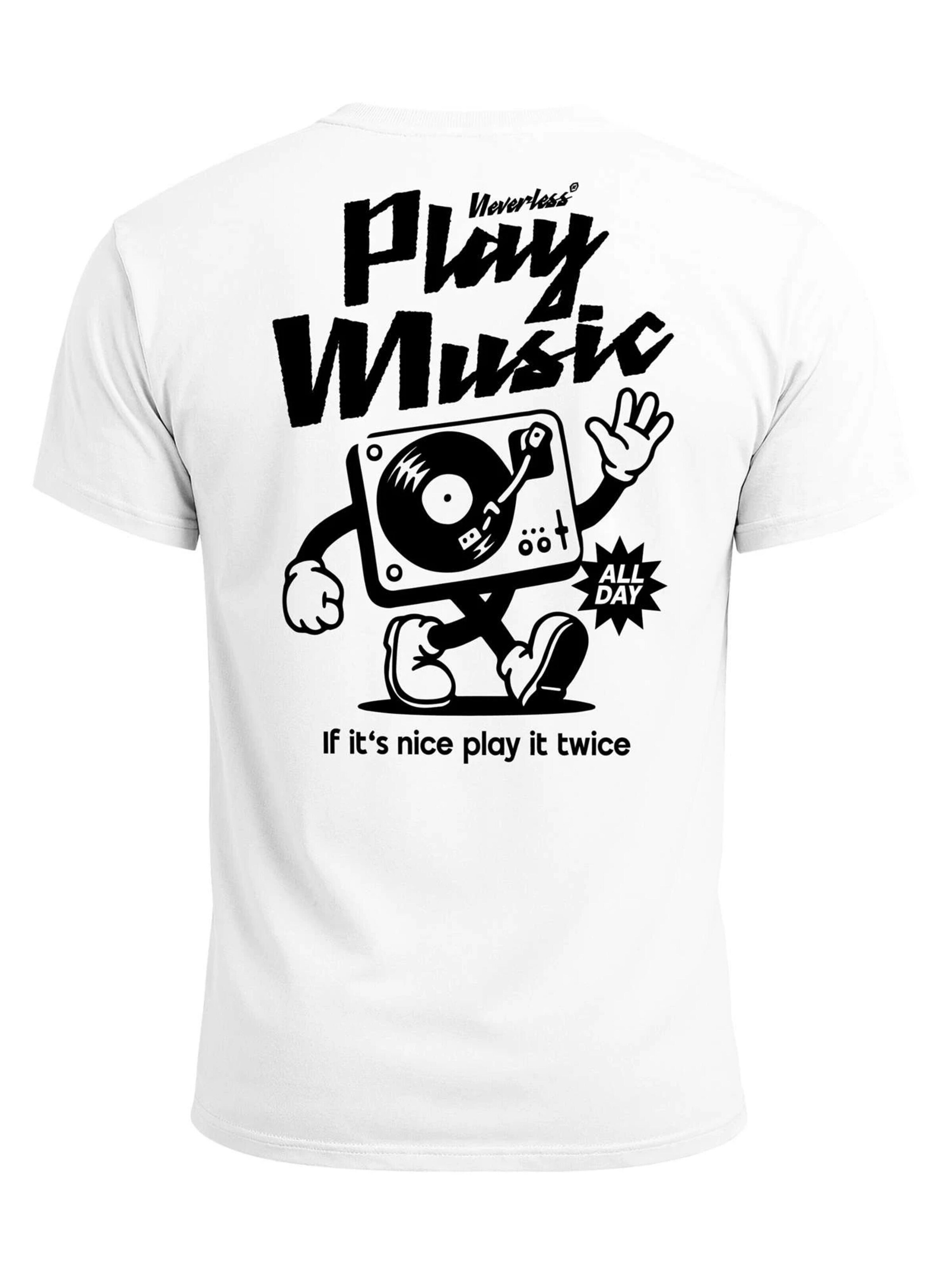 Neverless Shirt 'play music' in White: front