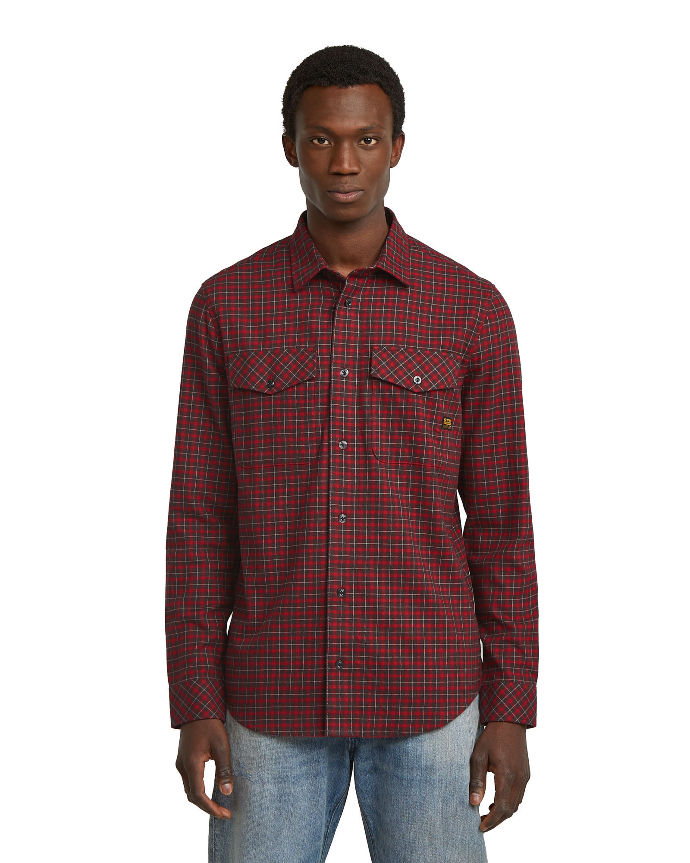 G-STAR Slim fit Button Up Shirt 'Marine' in Red: front