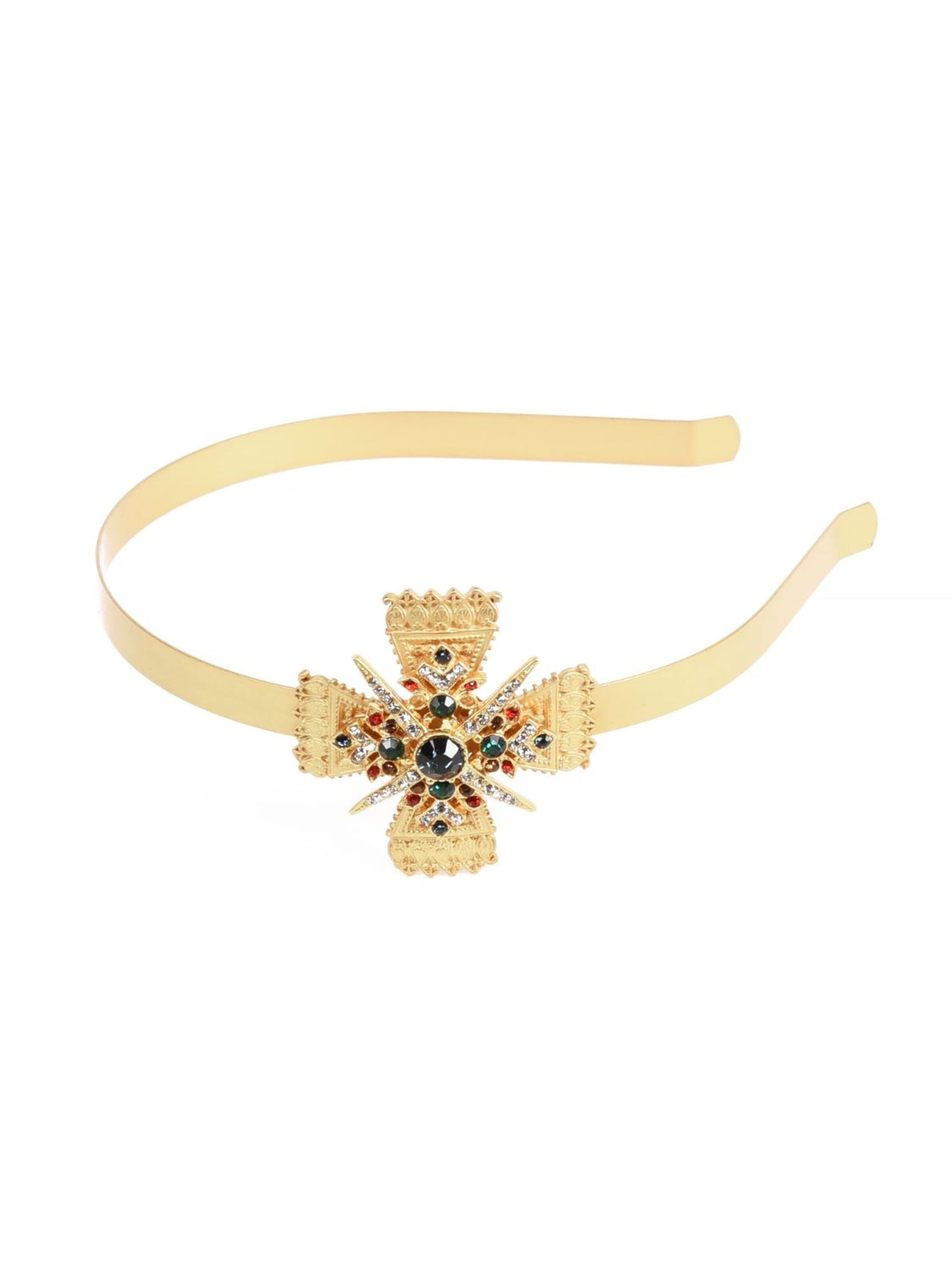 Addicted2 Hair jewelry 'Frida cerchietto placcato oro con croce di cristallo' in Gold: front