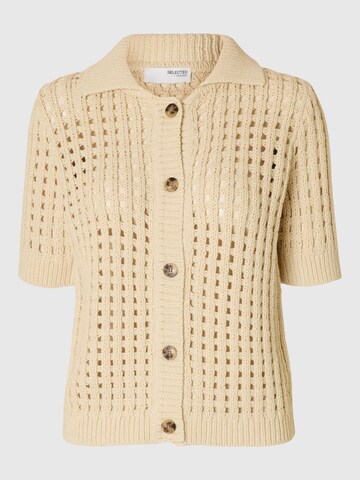 SELECTED Gebreid vest in Beige: voorkant